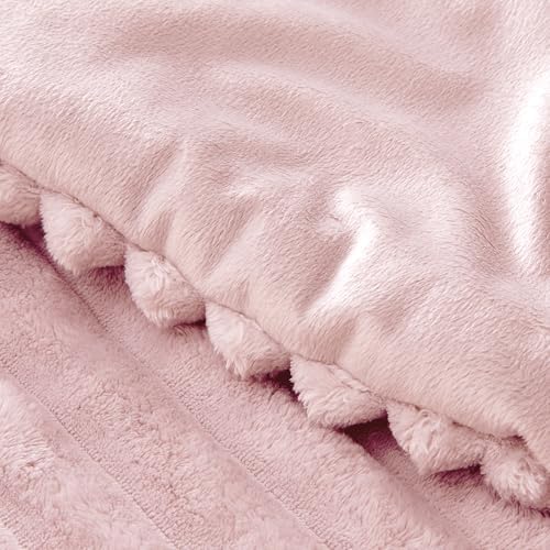 BEDELITE Fleece Queen Comforter Set, Fluffy Bed Set, Pink