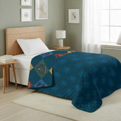 Warner Bros Harry Potter House Crest Sampler Quilted Throw Blanket, Wizarding World Design, Adults Boys Girls, Soft Lightweight Bedding for Bed, or Couch, 60 x 80 inches