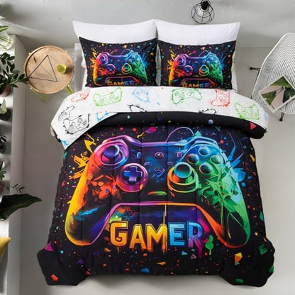 Holawakaka Full Size Gaming Console Bed in A Bag 5 Pieces for Boys