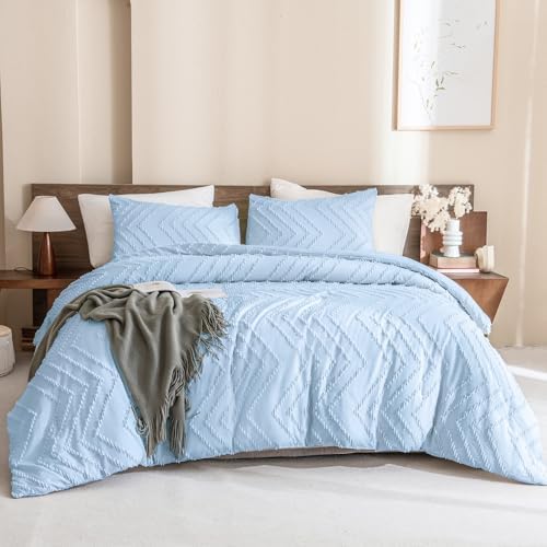 Andency Light Blue Comforter Set King Size, 3 Pieces Soft Bedding Set