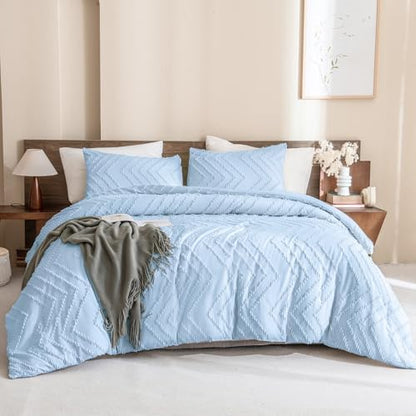 Andency Light Blue Comforter Set King Size, 3 Pieces Soft Bedding Set
