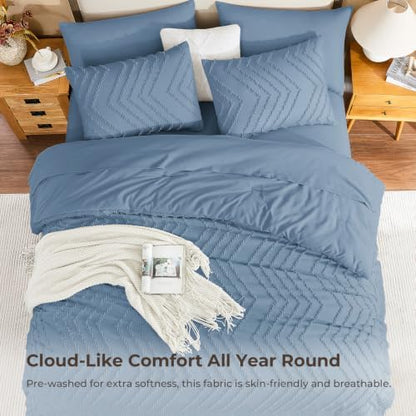 Litanika Super King Comforter Set with Sheets, 7 Pieces Boho Bed Set