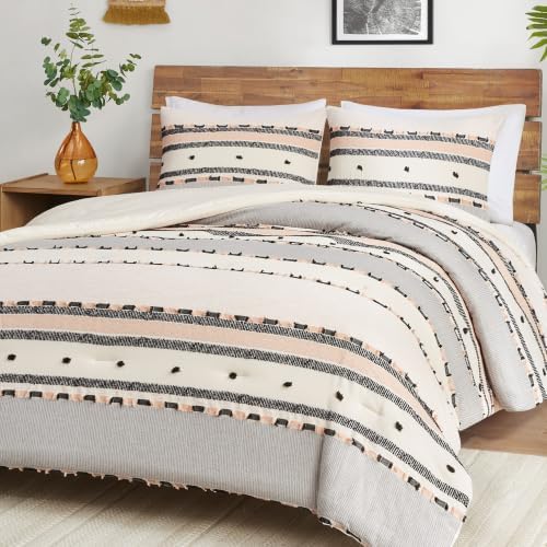 Hyde Lane Queen Comforter Set, Boho Tufted 3-Piece Bedding Sets, Desert