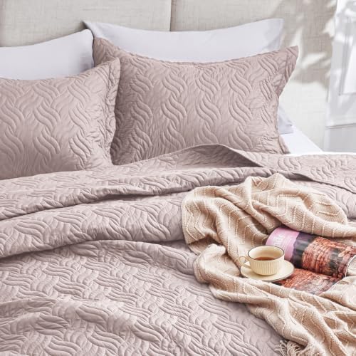 Love's cabin Oversized King Quilt Set, Soft Bedspread Comforter, Burlwood