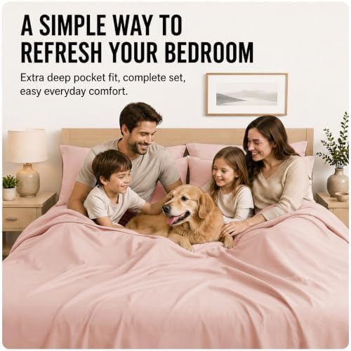CozyLux Cal King Sheet Set 6-Piece, 21-Inch Deep Pocket, Soft Brushed Feel