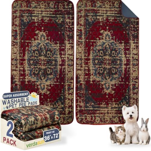 Washable Pee Pads for Dogs 36"x72" 2 Pack Reusable Puppy Potty Pad
