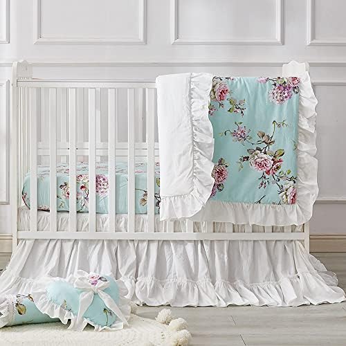 Brandream Crib Bed Skirt for Baby Girls Boys White Boho Bohemian Solid Cotton Toddler Bedskirt Farmhouse Chic Ruffle