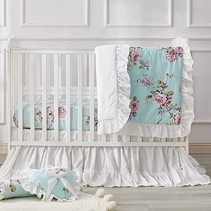 Brandream Crib Bed Skirt for Baby Girls Boys White Boho Bohemian Solid Cotton Toddler Bedskirt Farmhouse Chic Ruffle