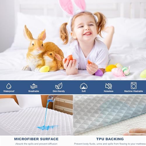 GRT King Waterproof Mattress Pad, Hollow Cotton Quilted Mattress Protector