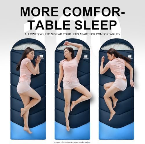 Sleeping Bags for Adults Teens, 4 Season Camping Sleeping Bag Waterproof,Machine Washable Backpacking Gear for Cool Weather,Outdoor Tent Hiking Hunting,with Compression Sack,86.6x31.5