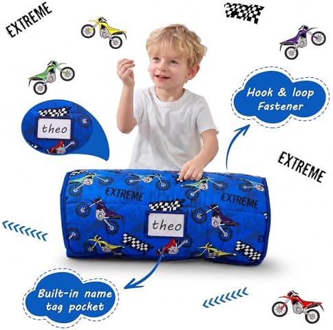 Lasoftan Toddler Nap Mat with Pillow and Blanket, Extra Large Rolled Napping Mats,Slumber Bags for Boys Girls,Kids Sleeping Bag for Daycare, Preschool Travel Camping