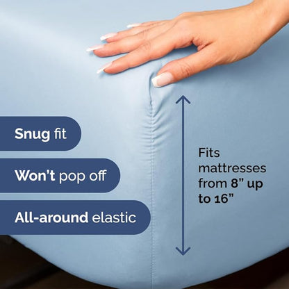 Full XL Bed Sheet - 4 Piece Full XL Bed Sheets Set - Soft, Breathable & Cooling - Hotel Luxury Bedding for Women, Men, Kids, Teens, Boys & Girls - Deep Pockets, Comfy, Fade & Wrinkle Free - Light Blue