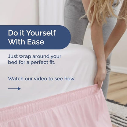 Wrap Around Dust Ruffle Bed Skirt - Lavender Pink - for Queen Size Beds w/ 12 Inch Drop - Easy Fit Elastic Strap - Adjustable Pleated Bedskirt w/Brushed Fabric -Wrinkle Free, Women, Men, Kids & Teens