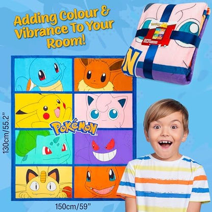 Pokemon Soft Fleece Bed Blanket, Warm Bed Throw 51 x 59 inches for Sofa Bedroom Accessories, Anime Gifts for Kids Teens