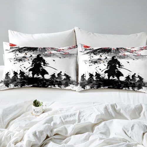 Feelyou Japanese Samurai Duvet Cover Queen Size Boys Girls Teens