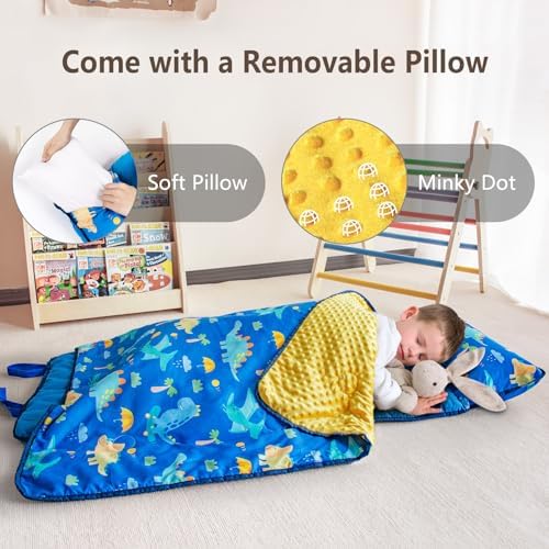 Primlect Toddler Nap Mat with Pillow, Roll Up Extra Large Sleeping Bag