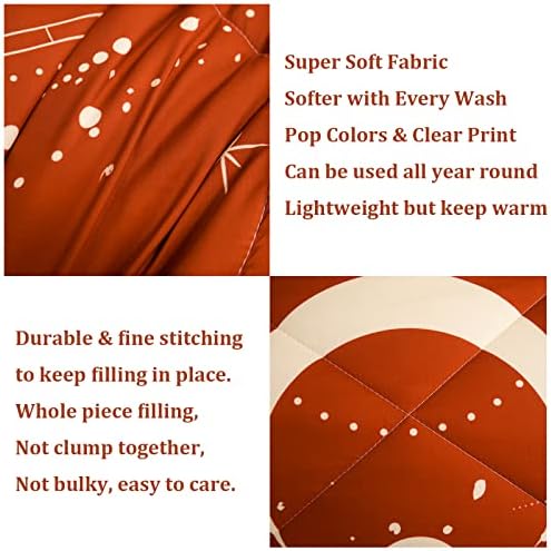 Celestial Bdding 7 Pieces Burnt Orange Comforter Set Boho Bedding Witchy Bedding Set Hippie Bed Set Starry Galaxy Comforter Set Sun and Moon Bed Set Queen