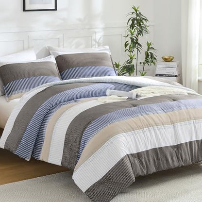 Litanika Twin/Twin XL Comforter Set - 2 Pieces Stripe Bedding Sets