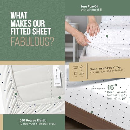 TEXAS LINEN CO. 100% Organic Cotton Sheets Twin Size - 3 PC Organic Cotton Percale Printed Sheets Twin Set (Navy Polka Dot), Soft, Cooling Bedsheets, 16" Deep Pocket Hotel Bedding - GOTS Certified