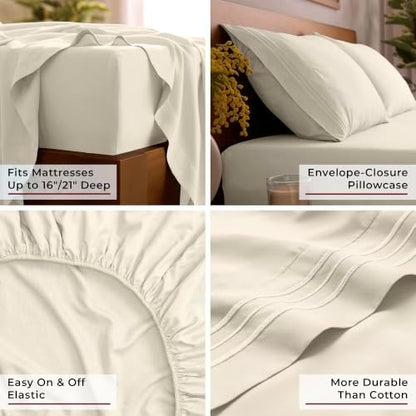 Mellanni Iconic 4-Piece Sheet Set (California King, Golden Ivory)
