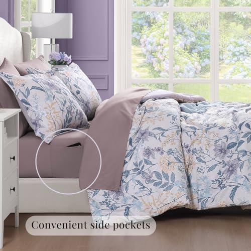 Full Size Comforter Sets - 7 Pieces Floral Bed in a Bag Full Bedding Set