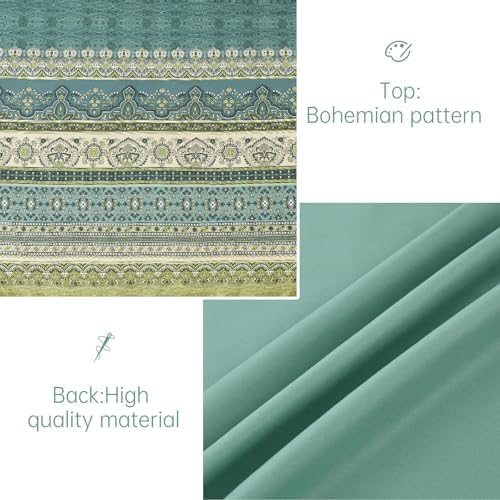 Cottolester Boho Full Comforter Set,Green Paisley Striped Bed in A Bag