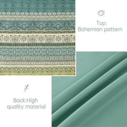 Cottolester Boho Full Comforter Set,Green Paisley Striped Bed in A Bag