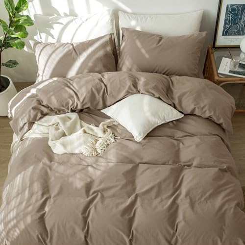 MooMee Duvet Cover Set 100% Washed Cotton Linen Like Super King