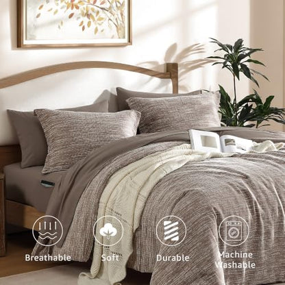 MaiRêve King Size Comforter Set Chenille Textured 7 Pieces Bed in a Bag