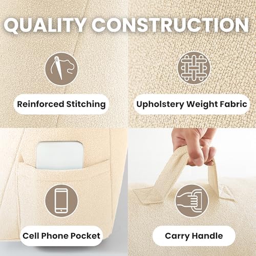 Arlee Memory Foam Headboard Pillow, Lumbar Support, Boucle, Cream, Twin