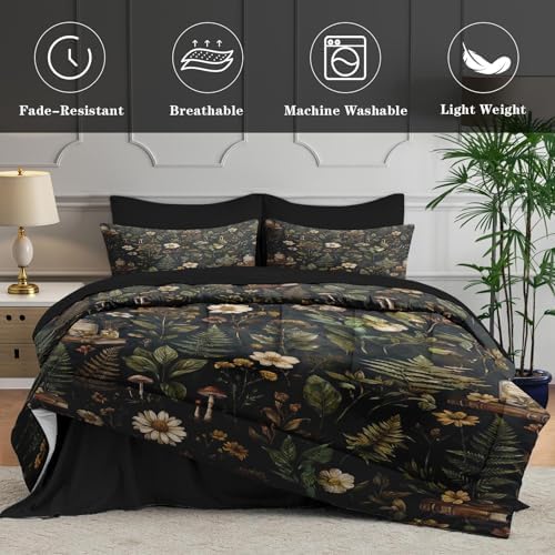 WeCozy Queen Comforter Set with Sheets, 7 Pieces Vintage Floral Bedding