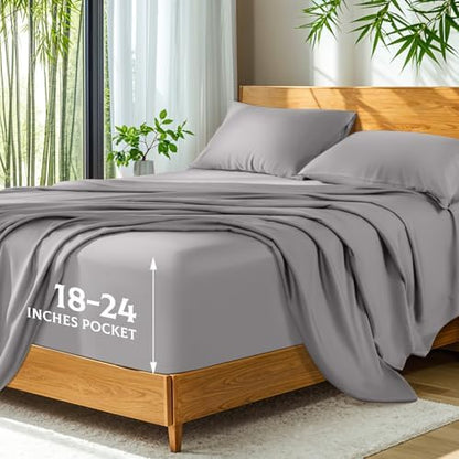 SONORO KATE 100% Viscose Derived from Bamboo_Sheets, Extra Deep Pocket,4PC