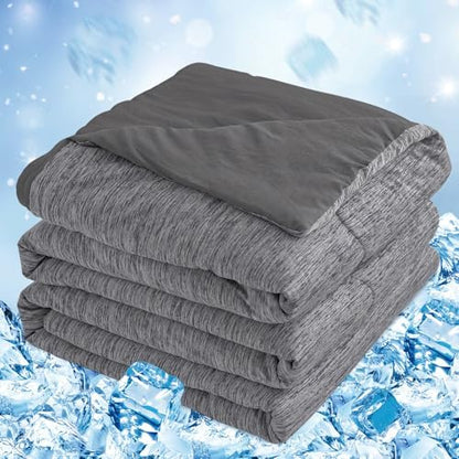 CHOSHOME Cooling Comforter Cooling Blanket, Q-Max 0.45 Cool Sleeping Summer Blanket for Hot Sleeper Night Sweats, Queen 90" x 90", Black