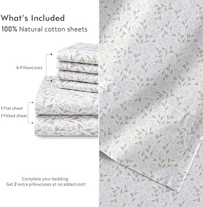 RUVANTI 100% Cotton Full Sheet Set, Crisp and Soft, Botanica Living