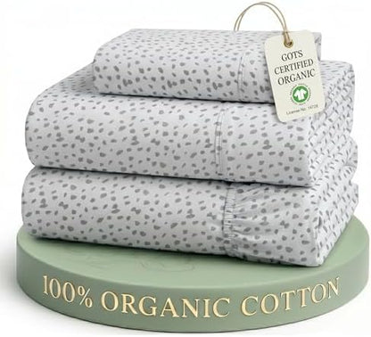 LANE LINEN Twin Sheets 100% Organic Cotton Soft 3pc Percale - Haze Grey