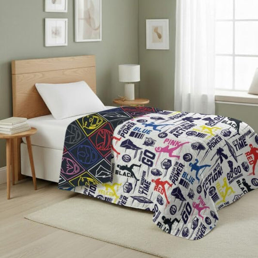 Northwest Power Rangers Core Quilted Blanket, Comfy Throw, Adults Boys Girls, Soft Lightweight Bedding for Bed, or Couch, 60 x 80 inches