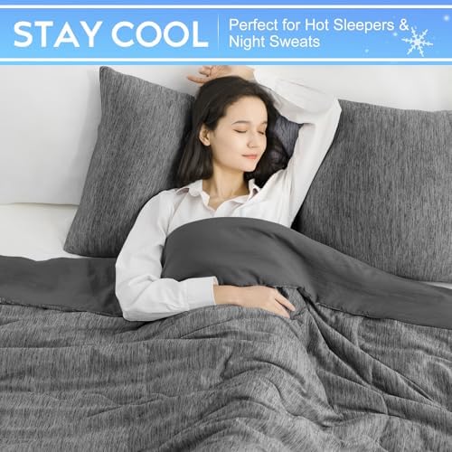 CHOSHOME Cooling Comforter Cooling Blanket, Q-Max 0.45 Cool Sleeping Summer Blanket for Hot Sleeper Night Sweats, Twin XL 60" x 90", Black