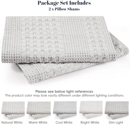 PHF Cotton Waffle Weave Euro Sham Covers 26" x 26", Light Grey, No Insert