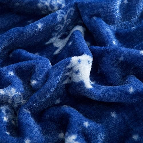Elegant Comfort Luxuriously Soft 4-Piece Holiday Velvet Plush Flannel Sheet Set - Premium Quality - Cozy Warm, Christmas Fuzzy Velvet Flannel Fleece Deep Pocket Sheet Set - Full, Artic Blue Christmas
