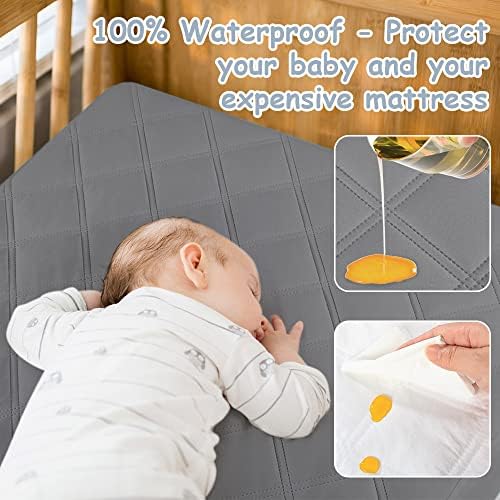 Yoofoss Waterproof Crib Mattress Protector Sheets Fitted 2 Pack 52''x28''