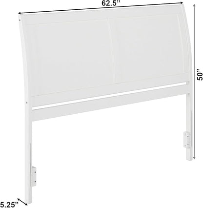 AFI, Portland Queen Sleigh Solid Wood Panel Headboard, White