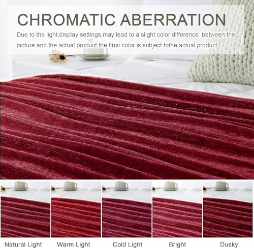 Chenille Throw Blanket for Couch 60" x 80" Twin, Red