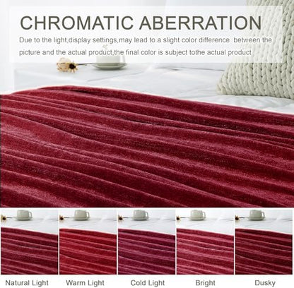 Chenille Throw Blanket for Couch 60" x 80" Twin, Red