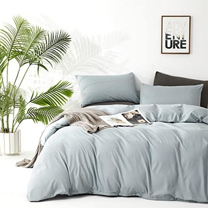 Houseri Light Blue Comforter Set - Soft, Breathable Twin Size for Boys & Girls - Dusty Blue Bedding with Greyish Blue Comforter & Quilts