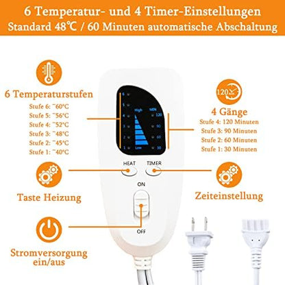 Heating Pad Electric Heat Pad, Hot Heated Pad,Multiple Temp and Timer Settings,Suitable for Shoulders, Neck, arms, Abdomen, Back, Legs, etc. (Blue, 40"X20")