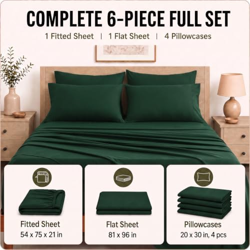 CozyLux Full Sheet Set 6-Piece, 21-Inch Deep Pocket, Soft Brushed Feel