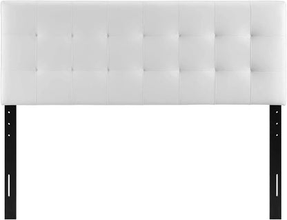 Modway Lily Tufted Faux Leather Upholstered King Headboard in White