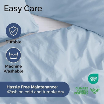 Duvet Cover King Size Set - Extra Soft King Duvet Cover 104" x 90" with 2 Pillow Shams - Hotel Luxury, Easy Care & Fade Free w/ Zipper Closures & Ties - All Season, Comfy, Cozy & Breathable (Sky Blue)