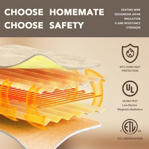 Homemate Heated Electric Blanket Twin 62"x84" Heating Throw Blanket