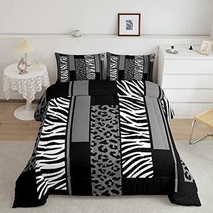 Feelyou Animal Print Leopard Zebra Comforter Set Twin Size Kids Boys